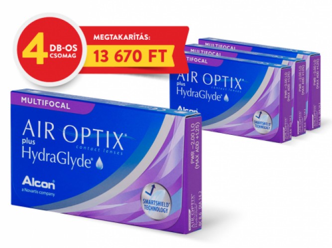 Air Optix Plus HydraGlyde Multifocal - 4 doboz (6 db/doboz)